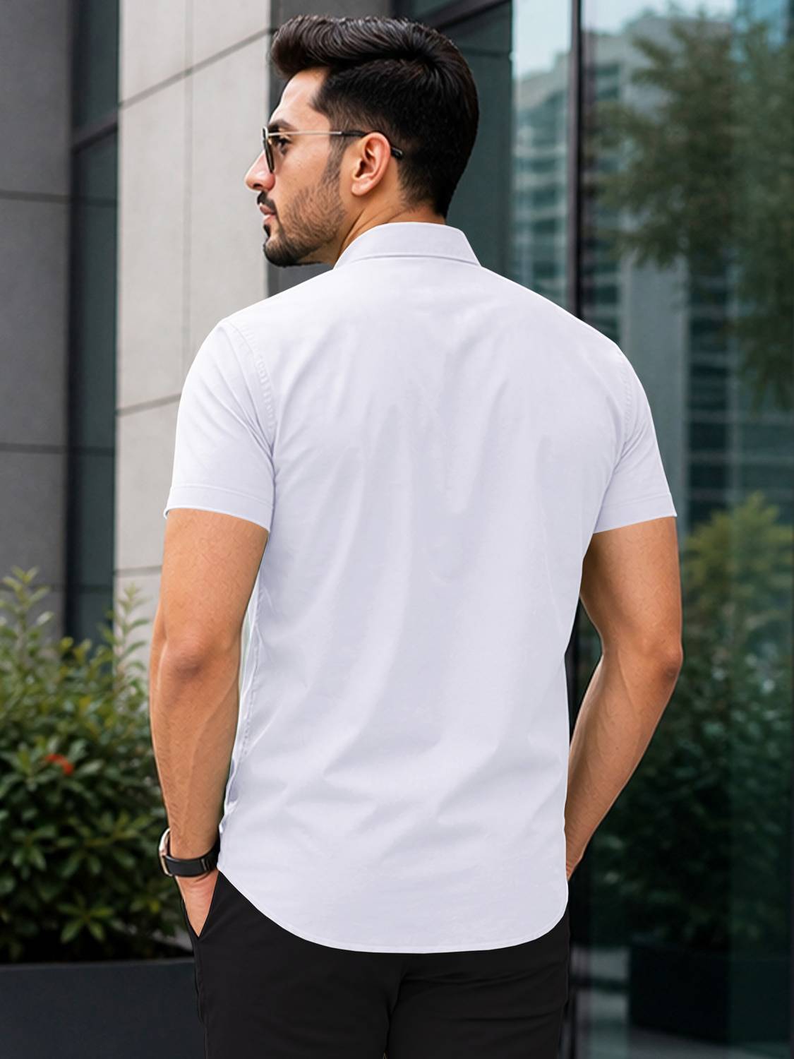 Men Regular Fit Self Design Spread Collar Casual Shirt - Image 2