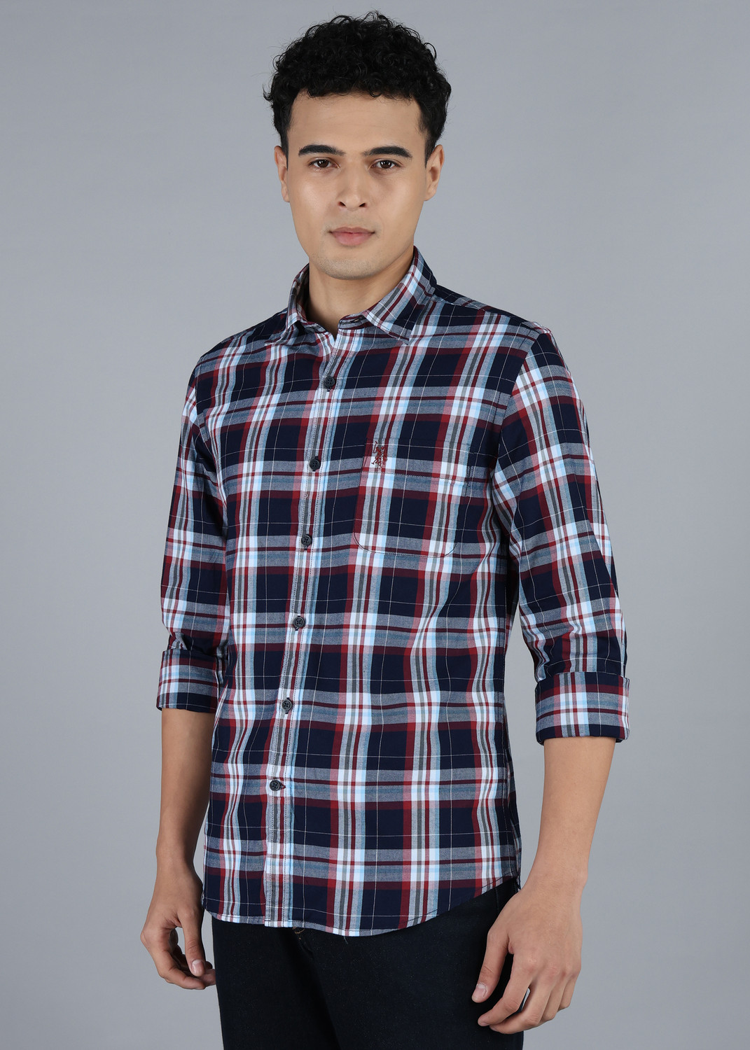 Image of U.S. Polo Assn. Denim Co. Men Regular Fit Solid Cut Away Collar Casual Shirt