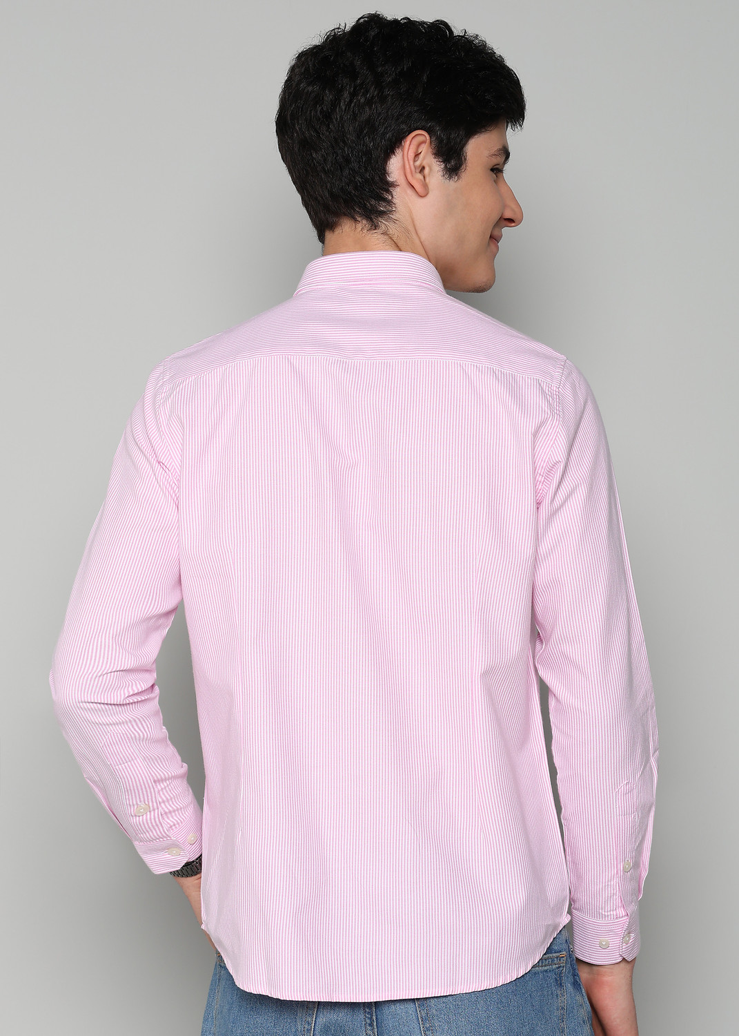 Image of INTEGRITI Men Striped Casual Pink Shirt