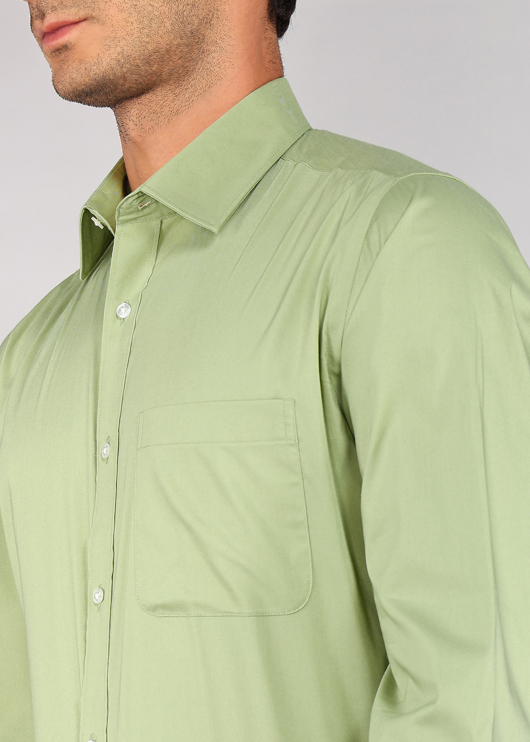 Image of Raymond Men Solid Formal Green Shirt