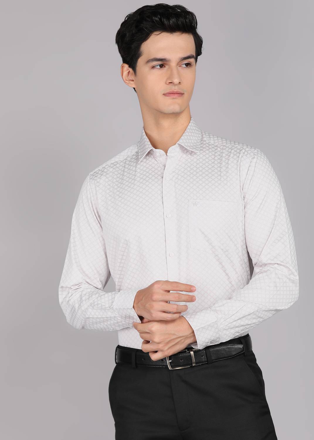 ARROW Men Printed Formal Grey Shirt