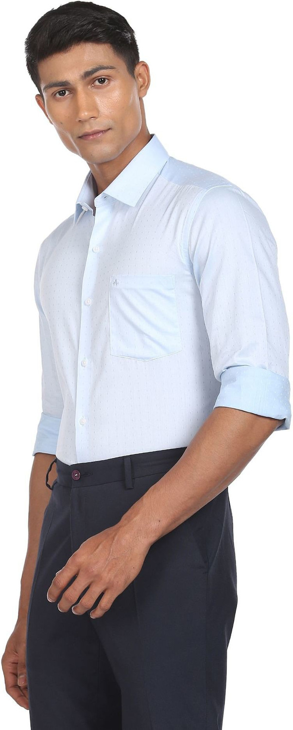 Image of ARROW Men Printed Formal Blue Shirt