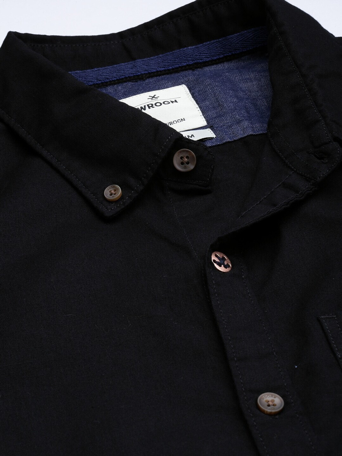 Image of WROGN Men Regular Fit Solid Casual Shirt