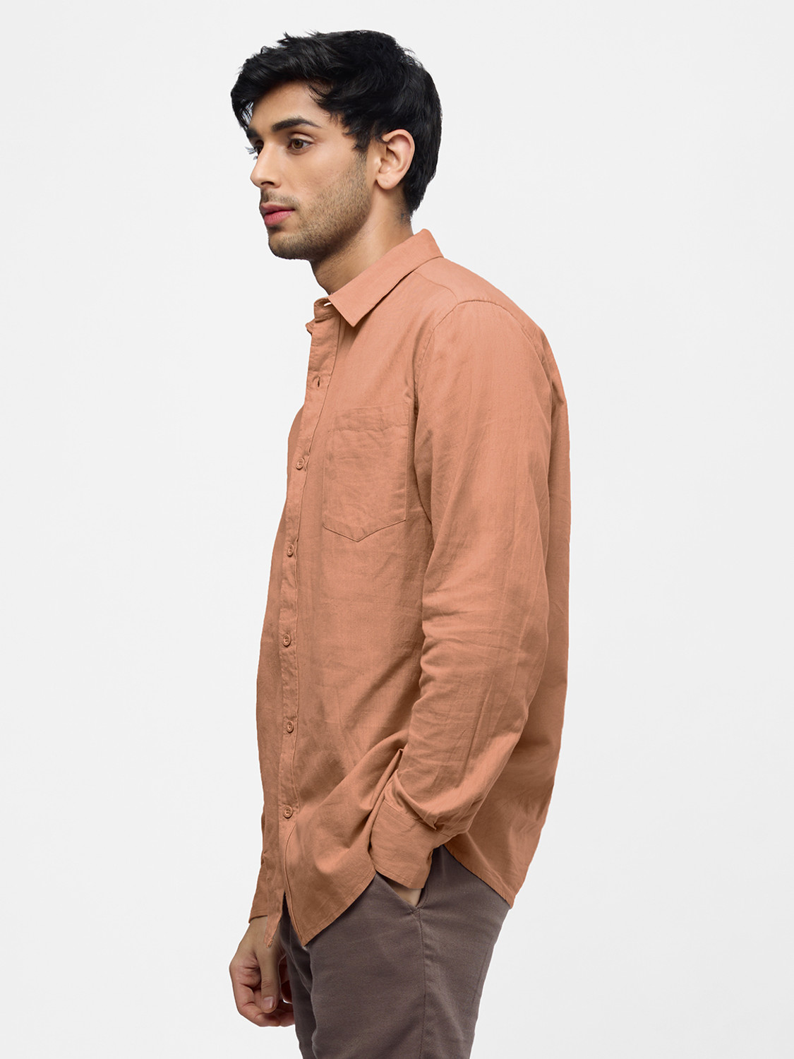 Image of The Souled Store Men Solid Casual Orange Shirt