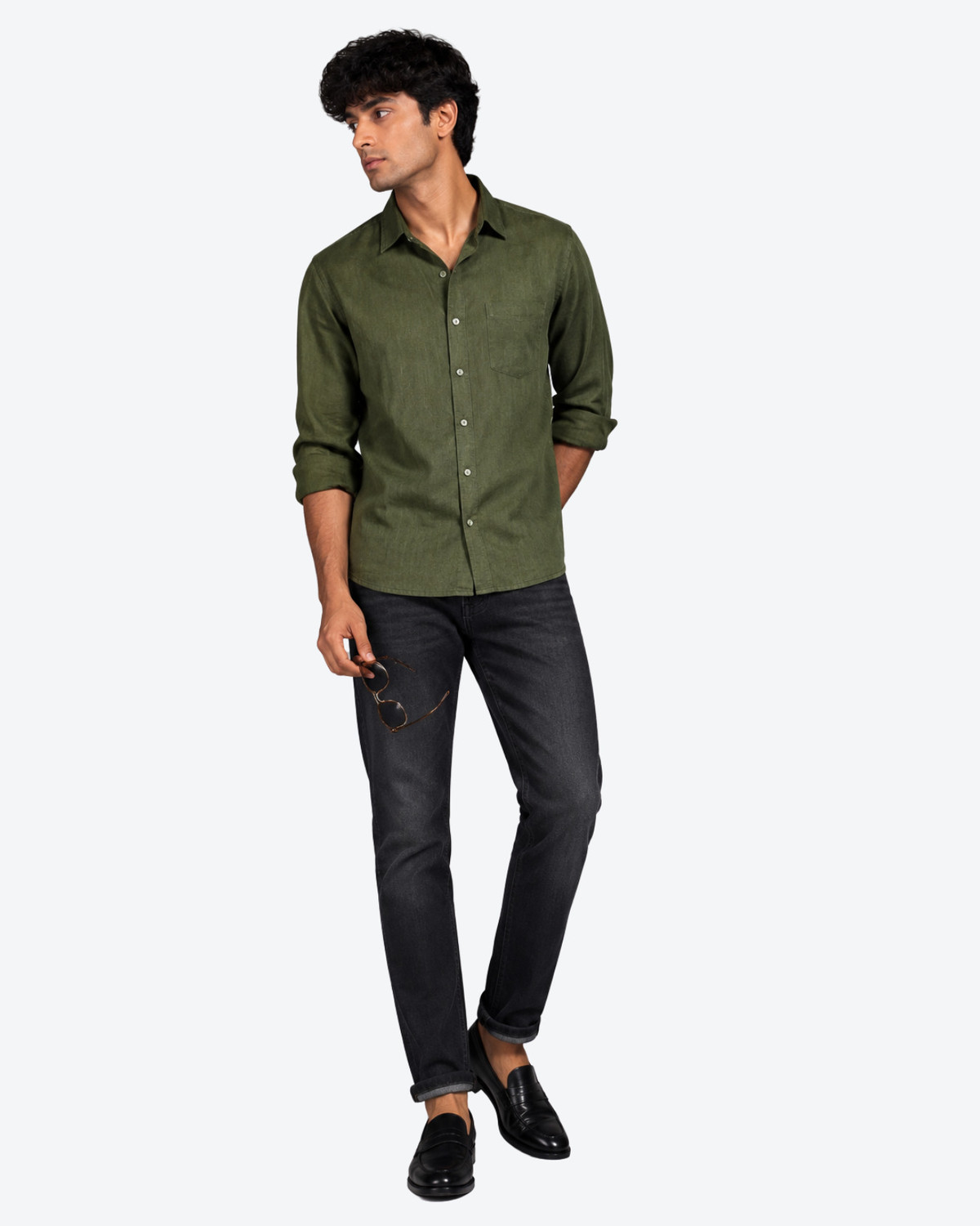 Image of Arvest Men Solid Casual Green Shirt