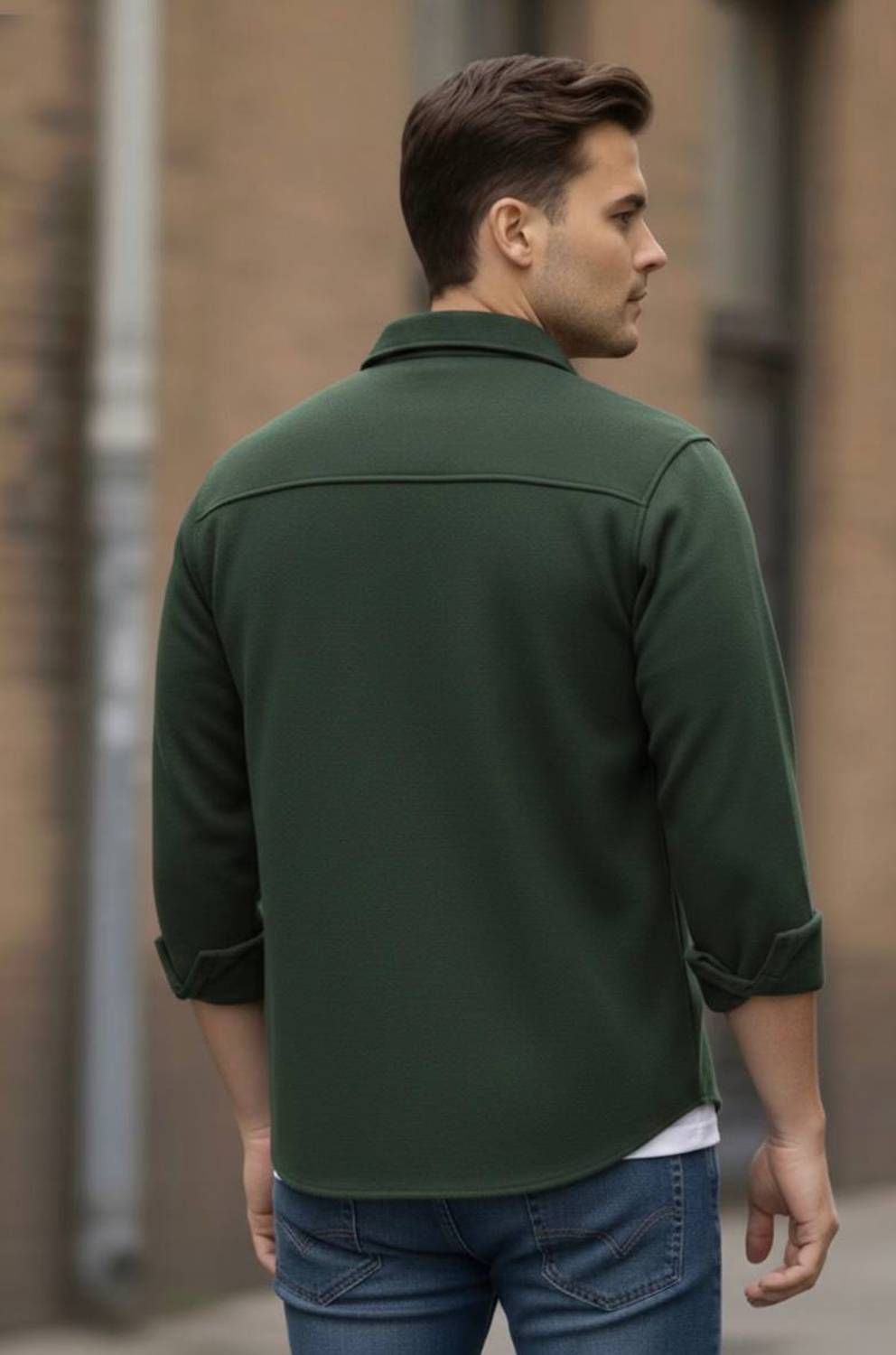JCOSTA Men Solid Casual Green Shirt - Image 2