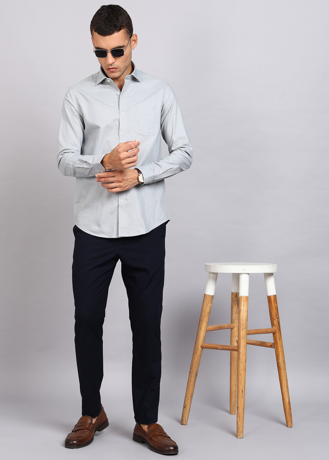 Image of INTEGRITI Men Slim Fit Solid Spread Collar Formal Shirt