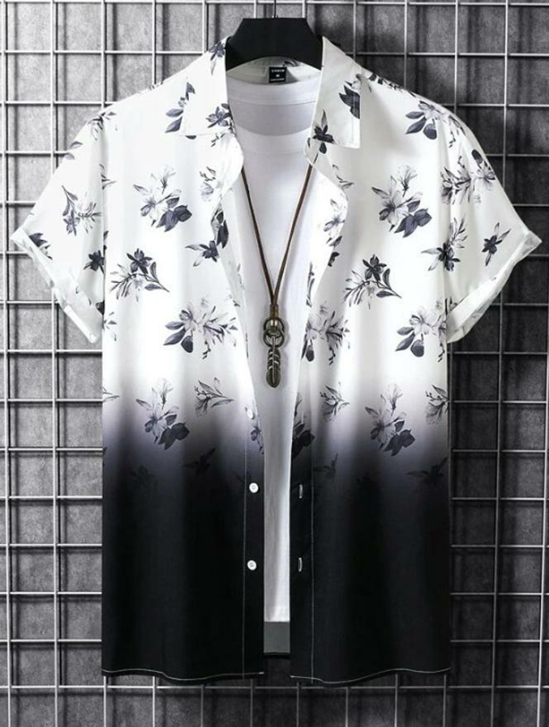 Image of ZONANZA Men Printed Casual White, Black, Orange Shirt