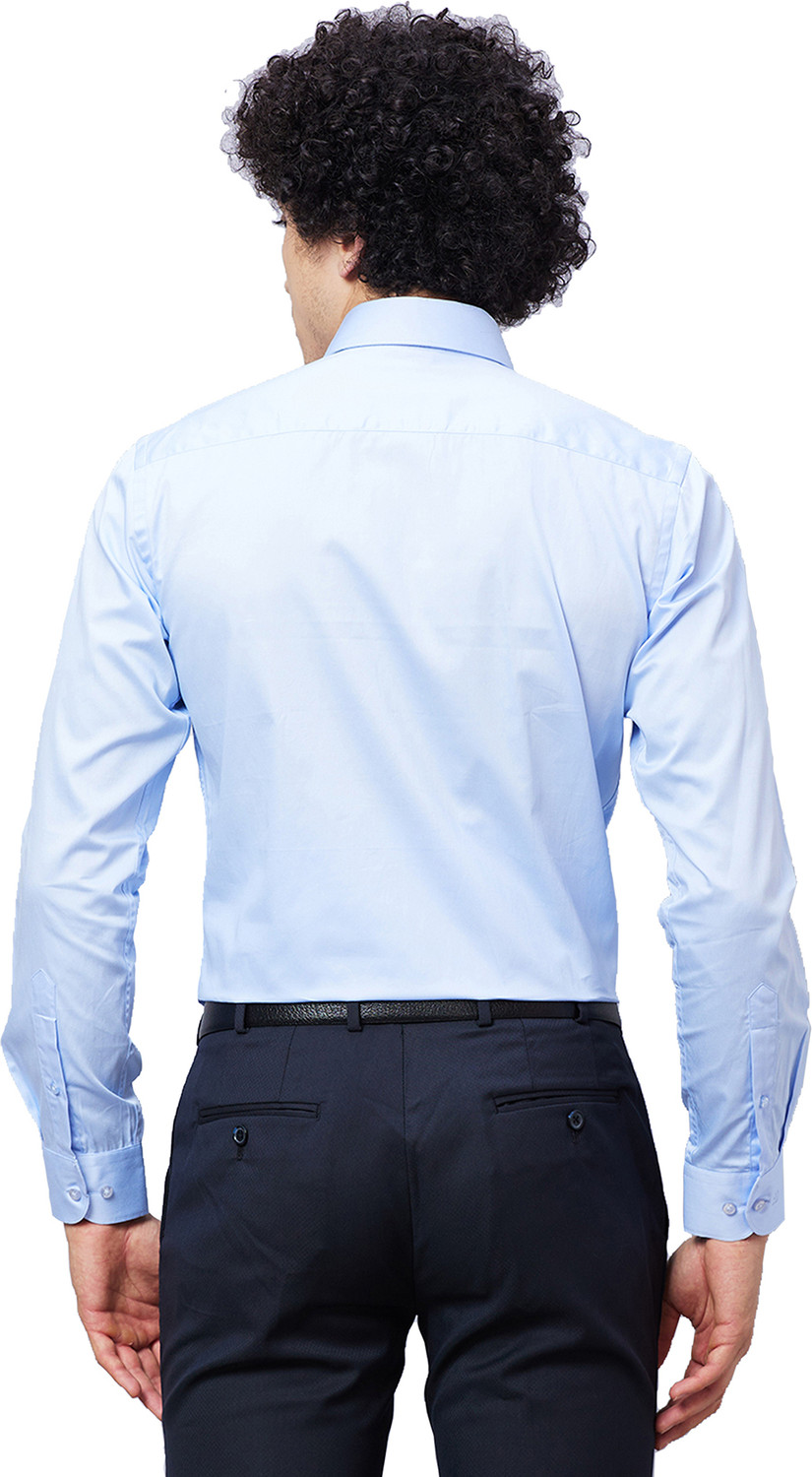 Image of Raymond Men Slim Fit Self Design Spread Collar Formal Shirt