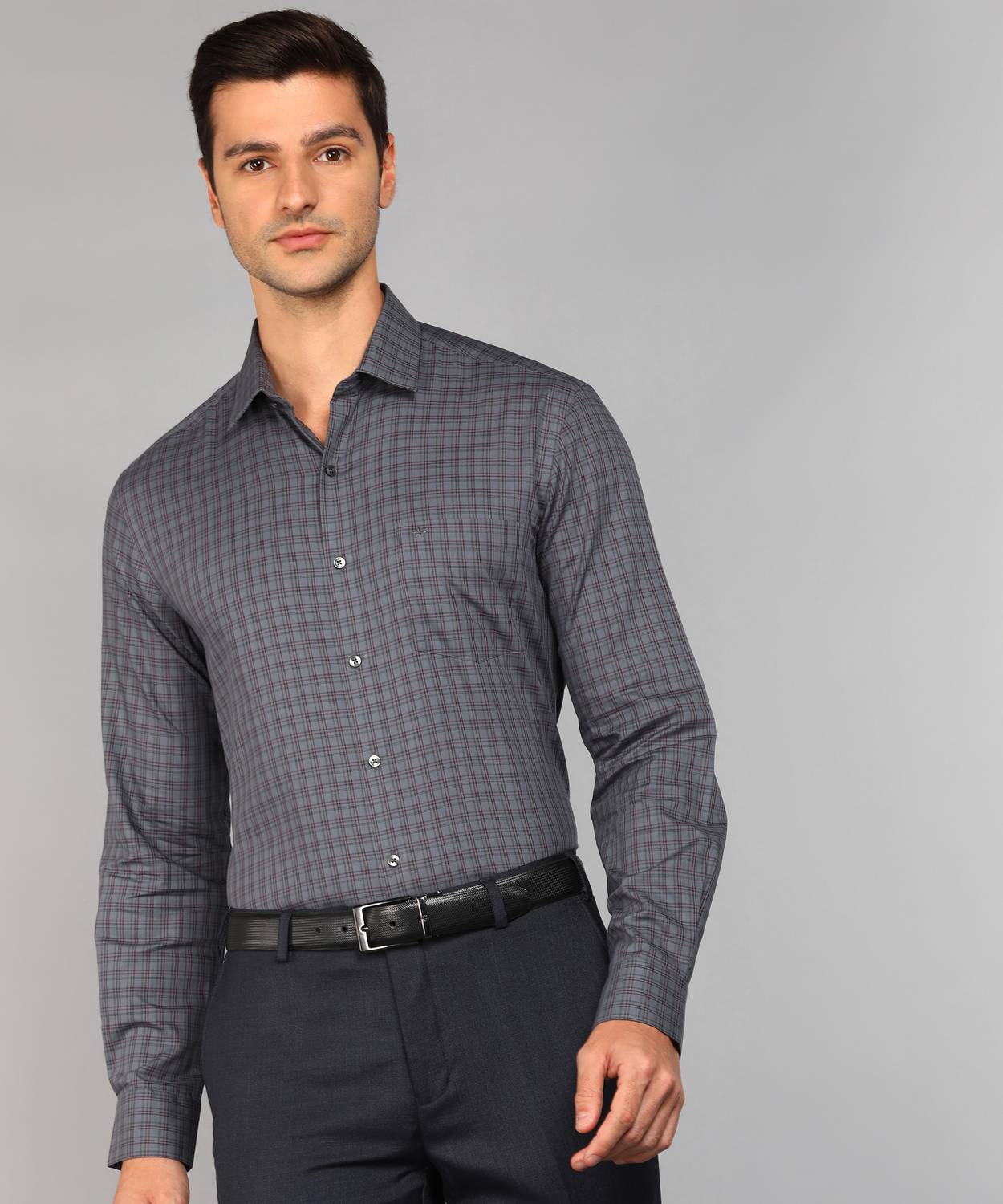 ARROW Men Checkered Casual Grey Shirt