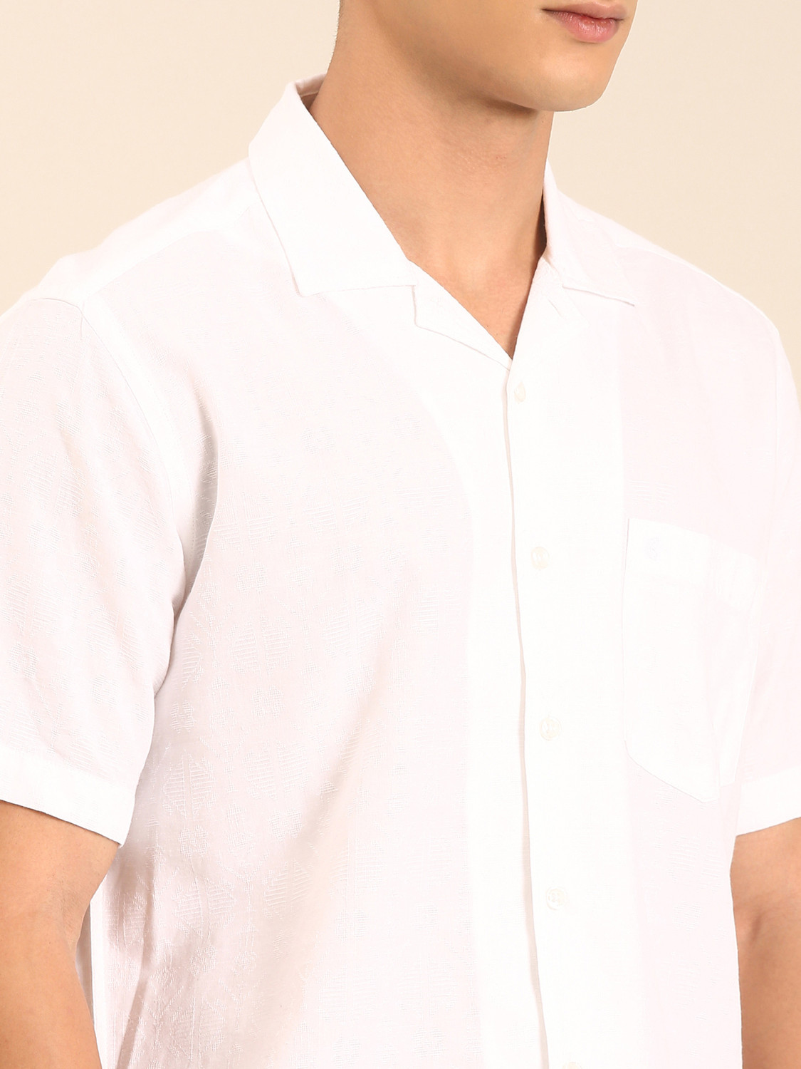 Image of CAVALLO BY LINEN CLUB Men Solid Casual White Shirt