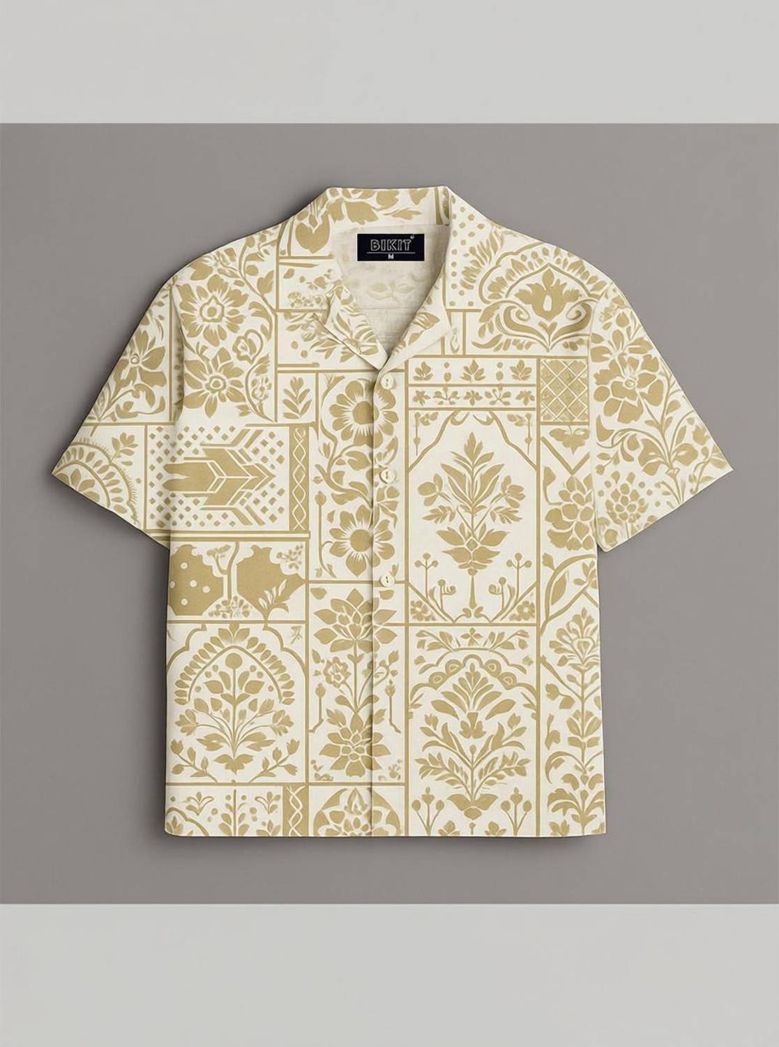 BIKIT Men Printed Casual Yellow, Beige Shirt