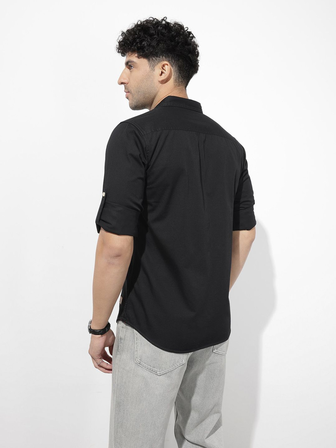 Image of Roadster Men Solid Casual Black Shirt