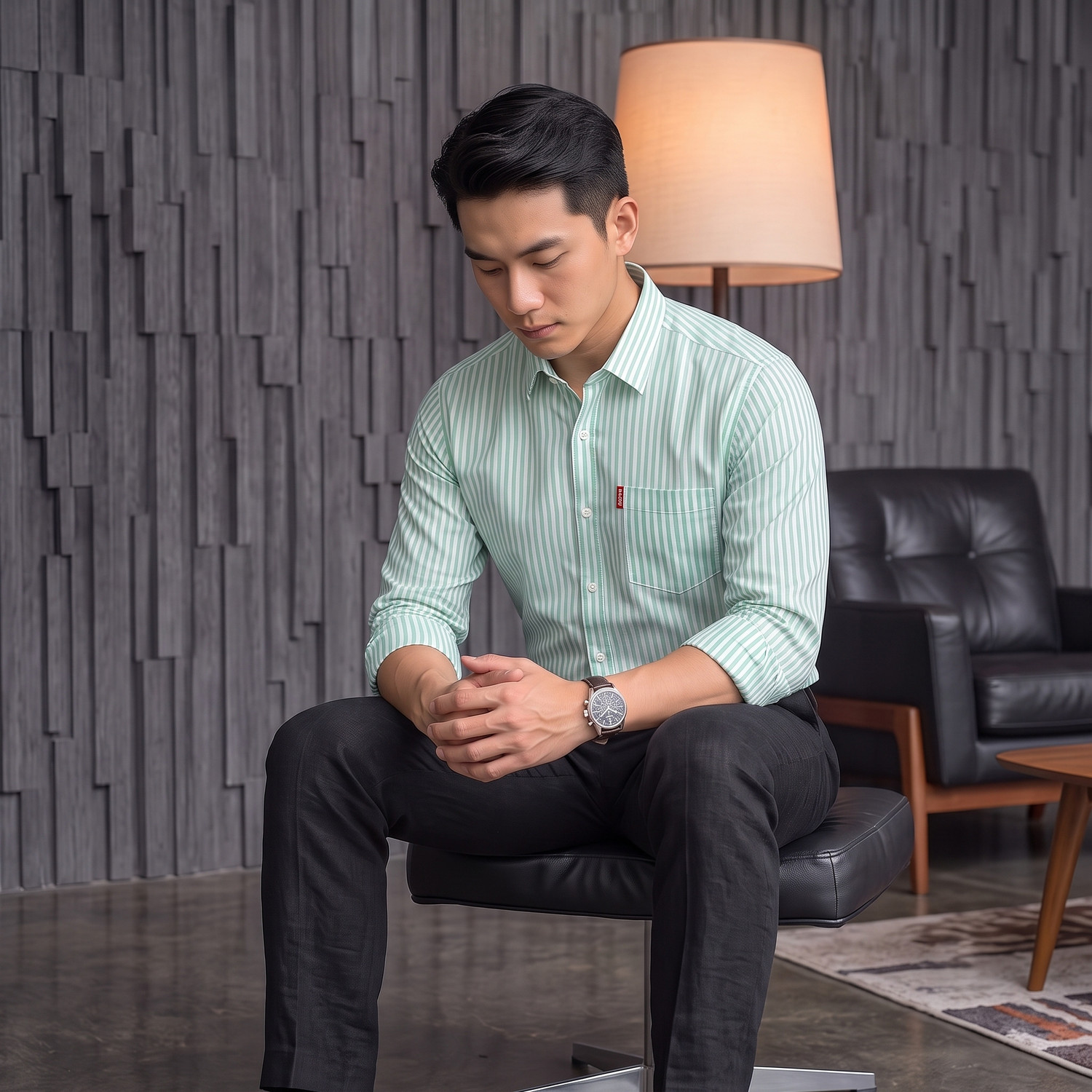 Image of MILDIN Men Striped Formal Multicolor Shirt