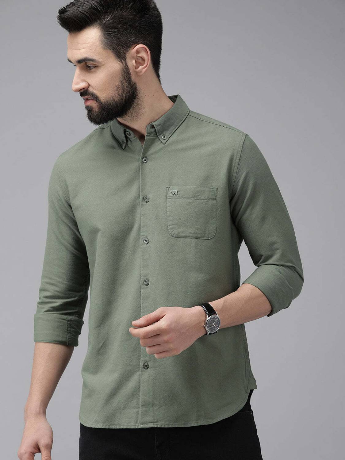 THE BEAR HOUSE Men Green Casual Shirt - Image 1