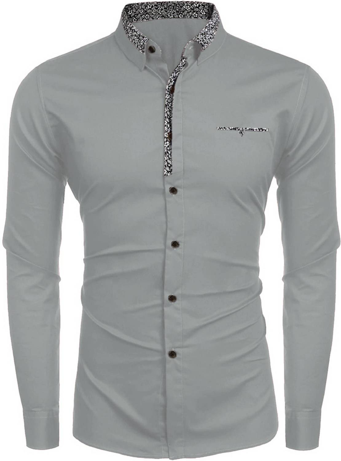 VERTUSY Men Solid Casual Grey Shirt - Buy VERTUSY Men Solid Casual