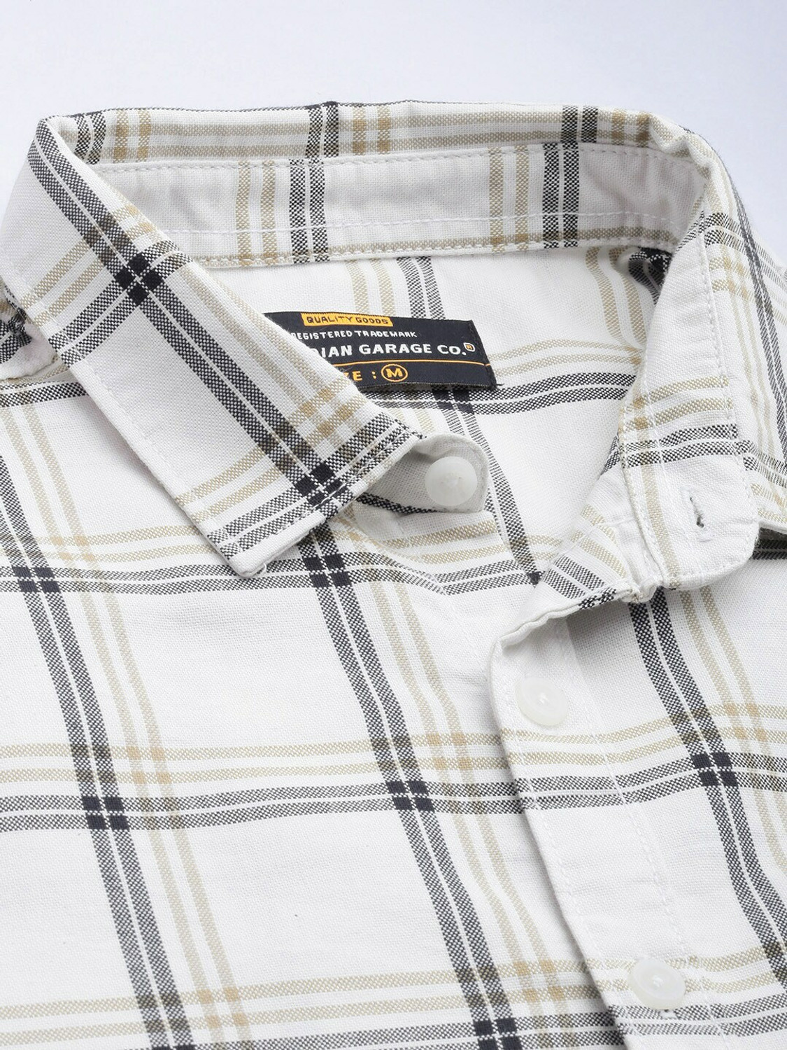 Image of The Indian Garage Co. Men Checkered Casual White Shirt