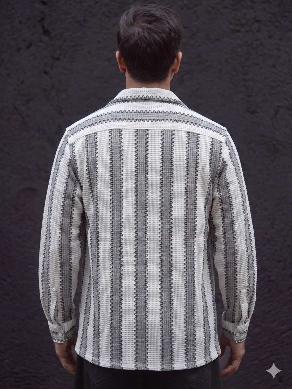 Image of Voroxy Men Striped Casual Grey, Multicolor Shirt