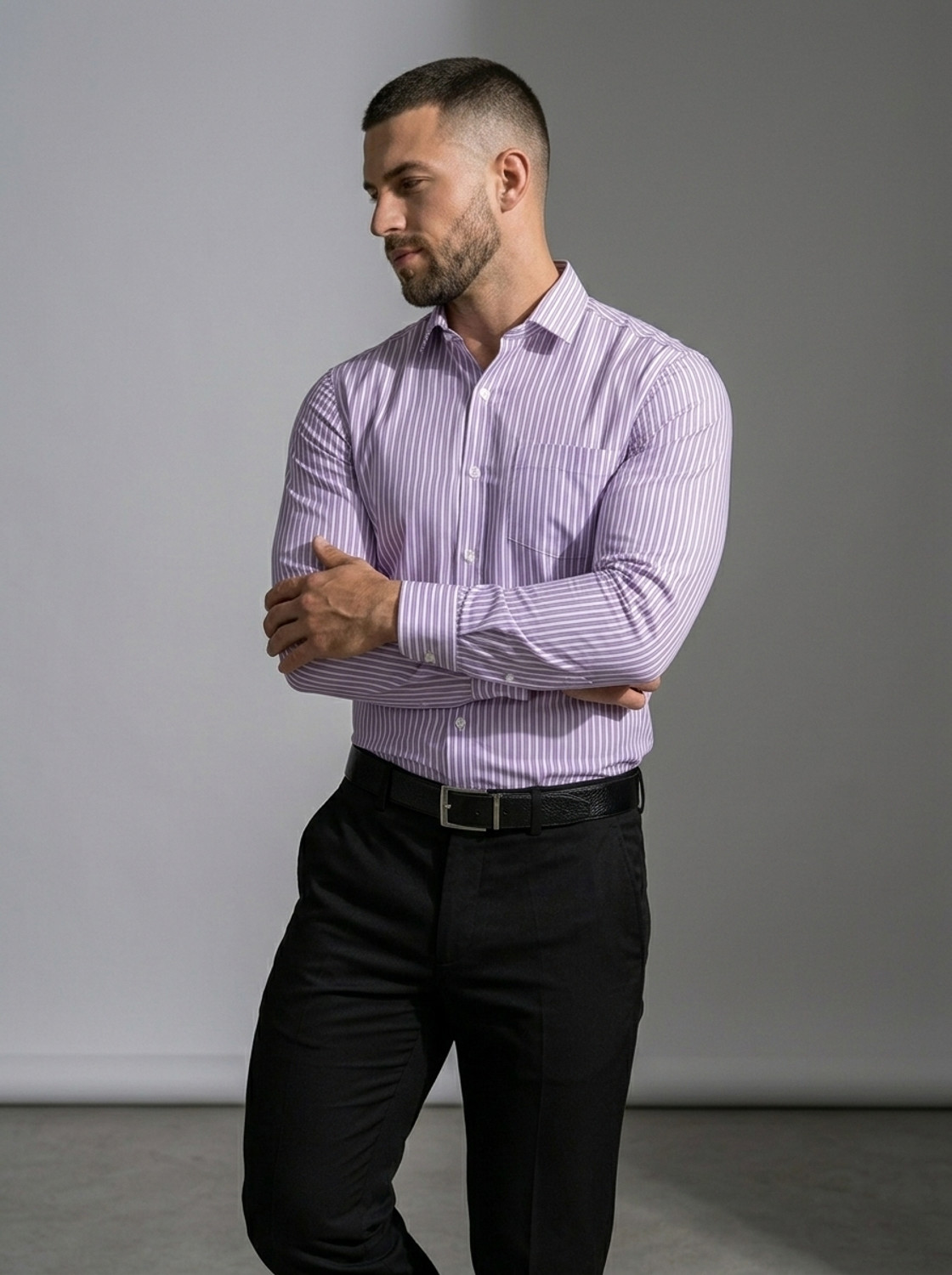 Image of METRONAUT Men Regular Fit Striped Spread Collar Formal Shirt