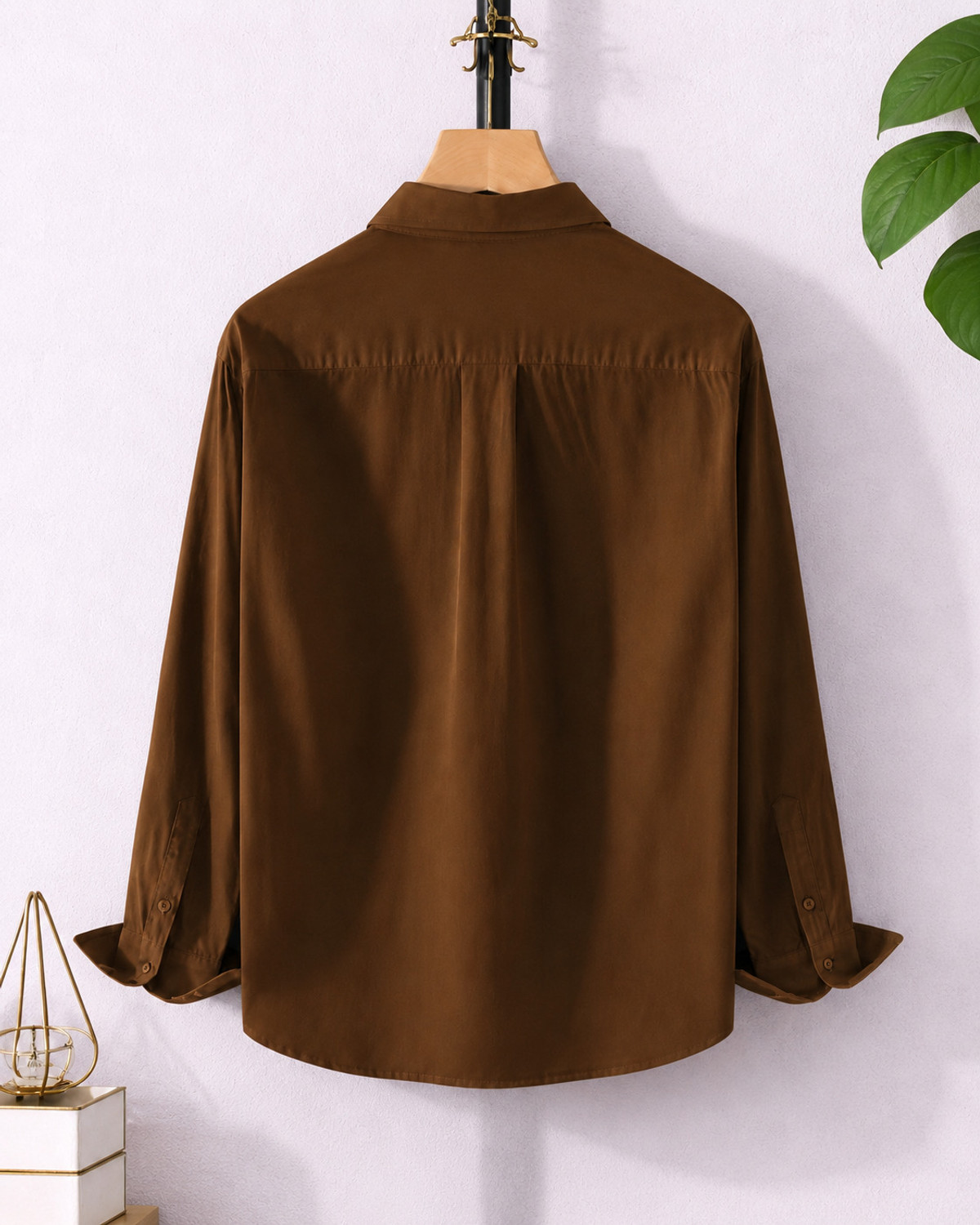 Image of TorontoCN Men Solid Casual Brown Shirt