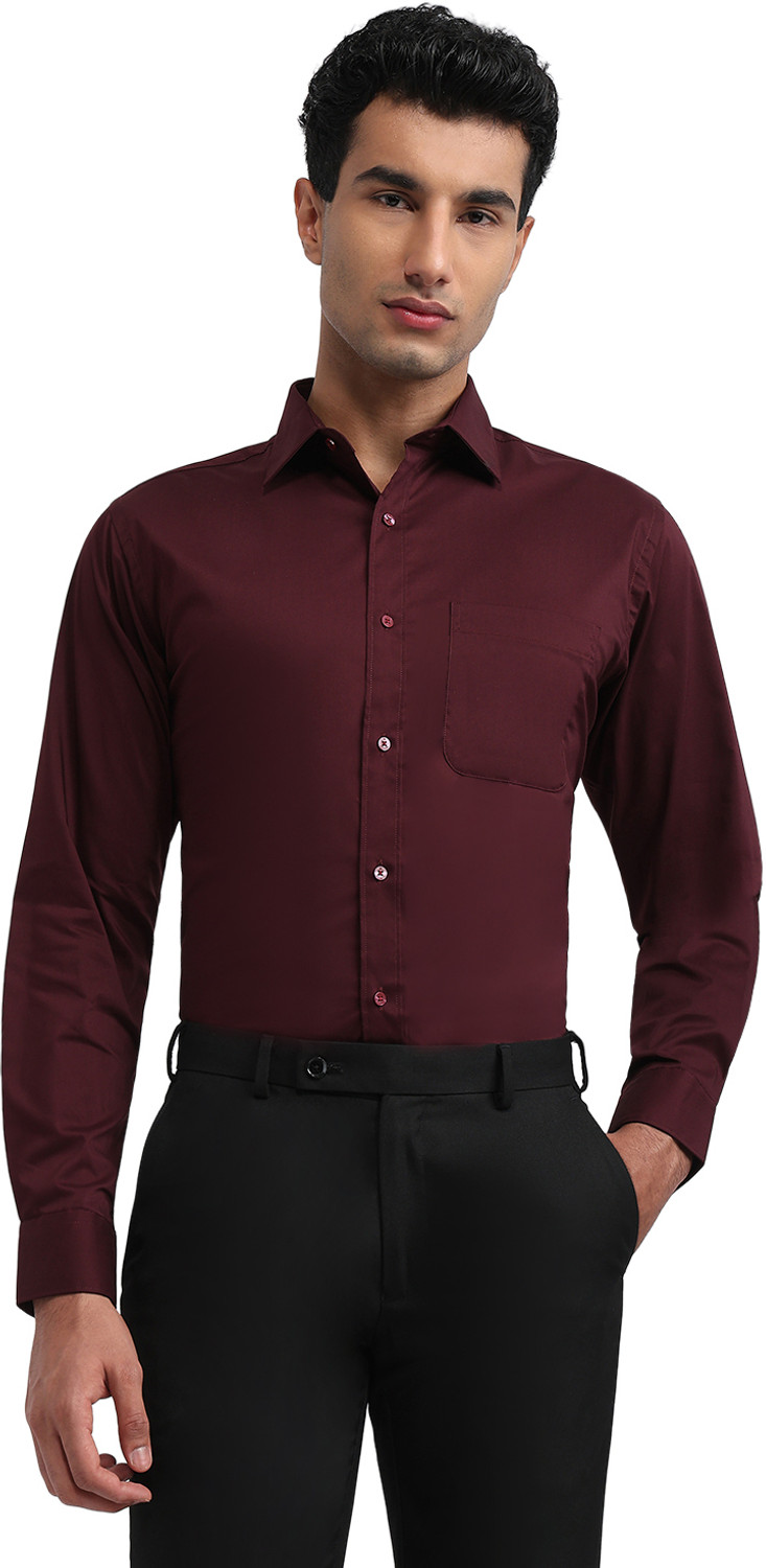 Image of Raymond Men Solid Formal Maroon Shirt
