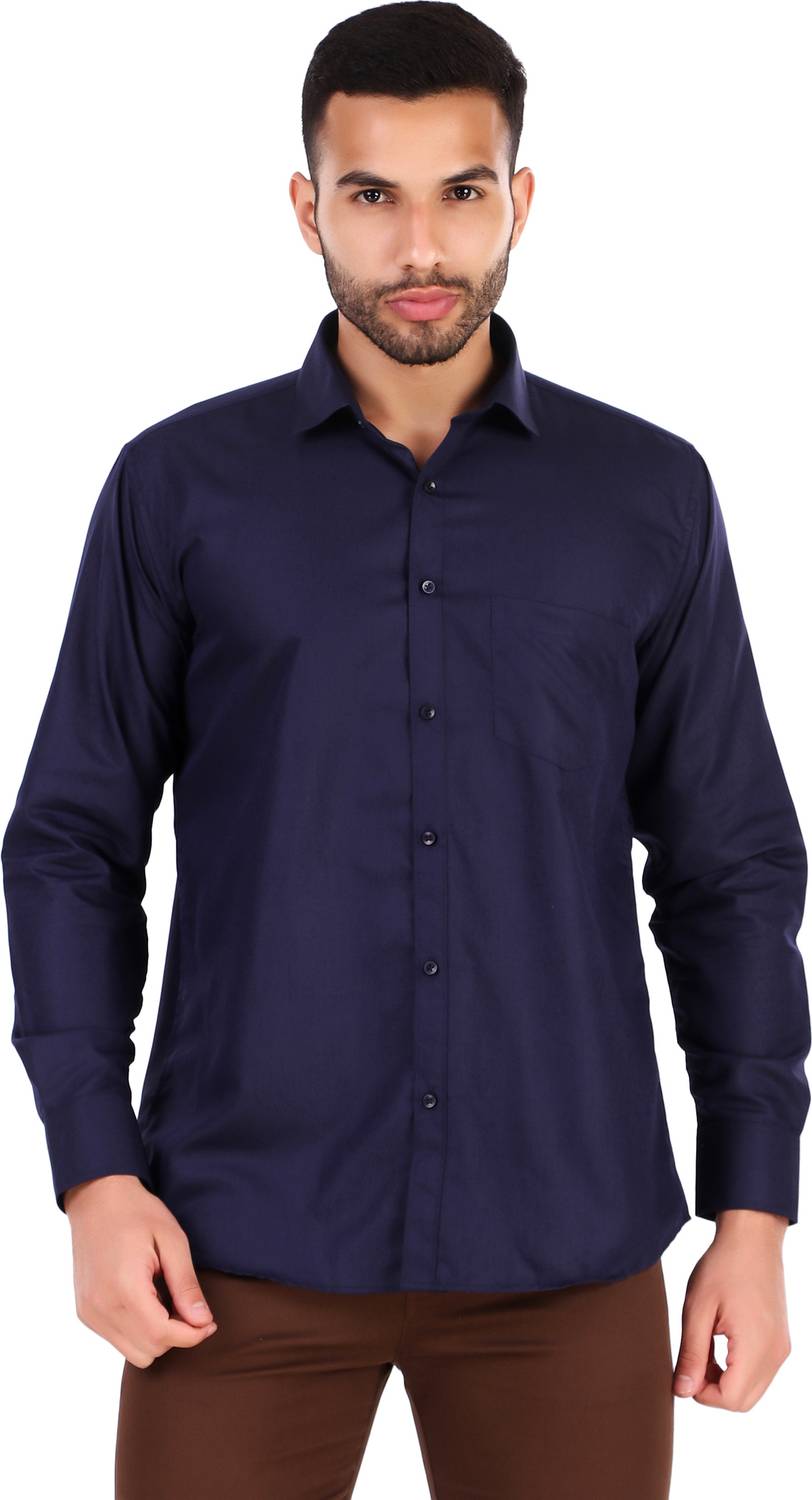 BALESHWAR Men Solid Casual Dark Blue Shirt