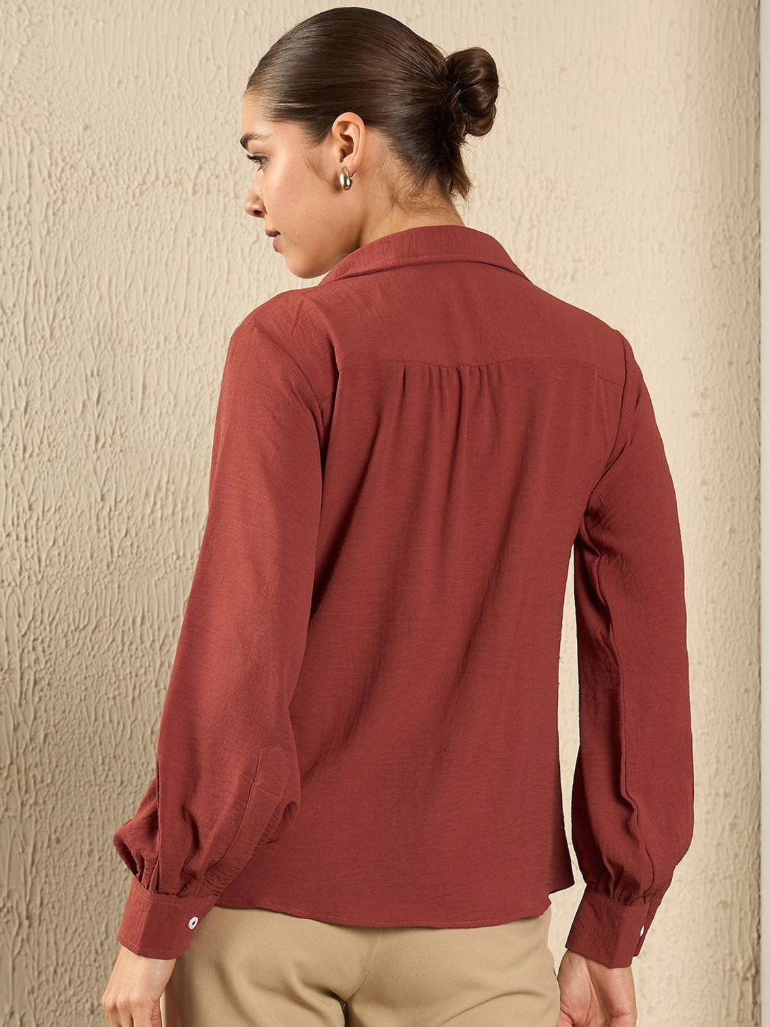 Image of Roadster Women Self Design Casual Red Shirt