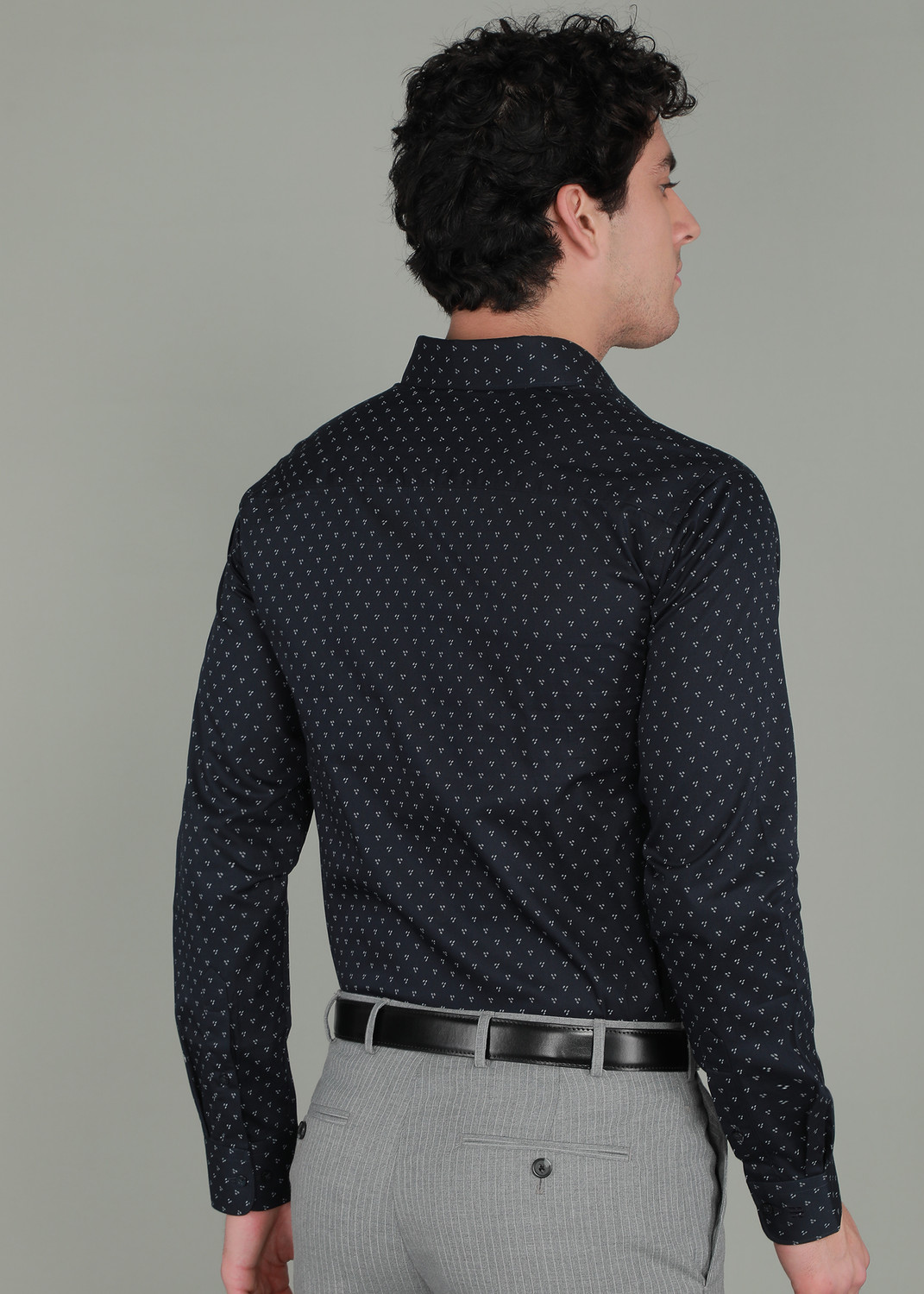 Image of Raymond Men Printed Formal Dark Blue Shirt