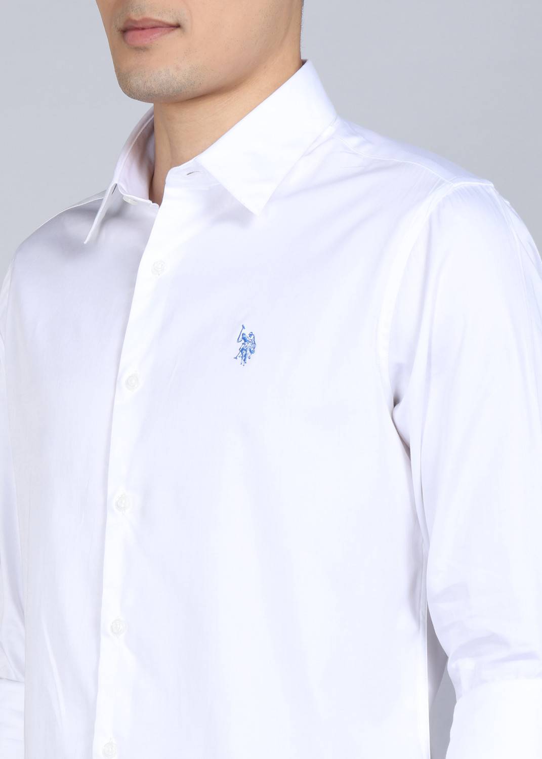 Image of U.S. POLO ASSN. Men Solid Casual White Shirt