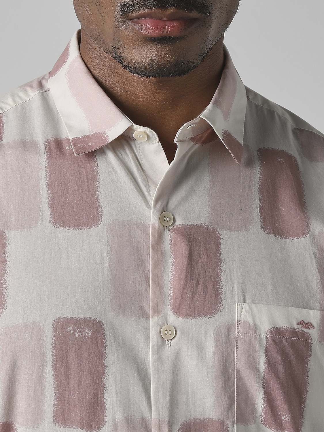 Image of MUFTI Men Printed Casual Pink Shirt