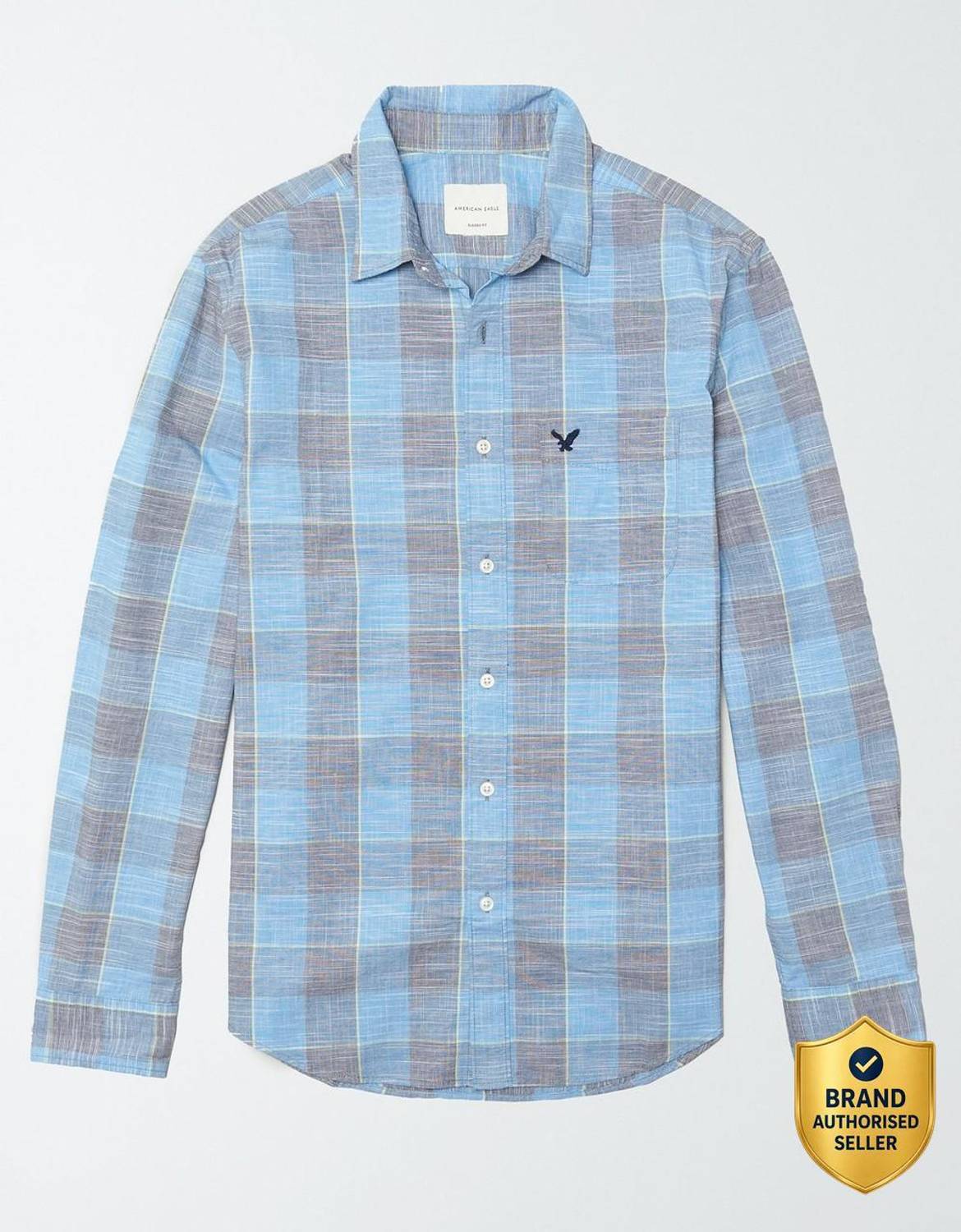 American Eagle Outfitters Men Checkered Casual Blue Shirt