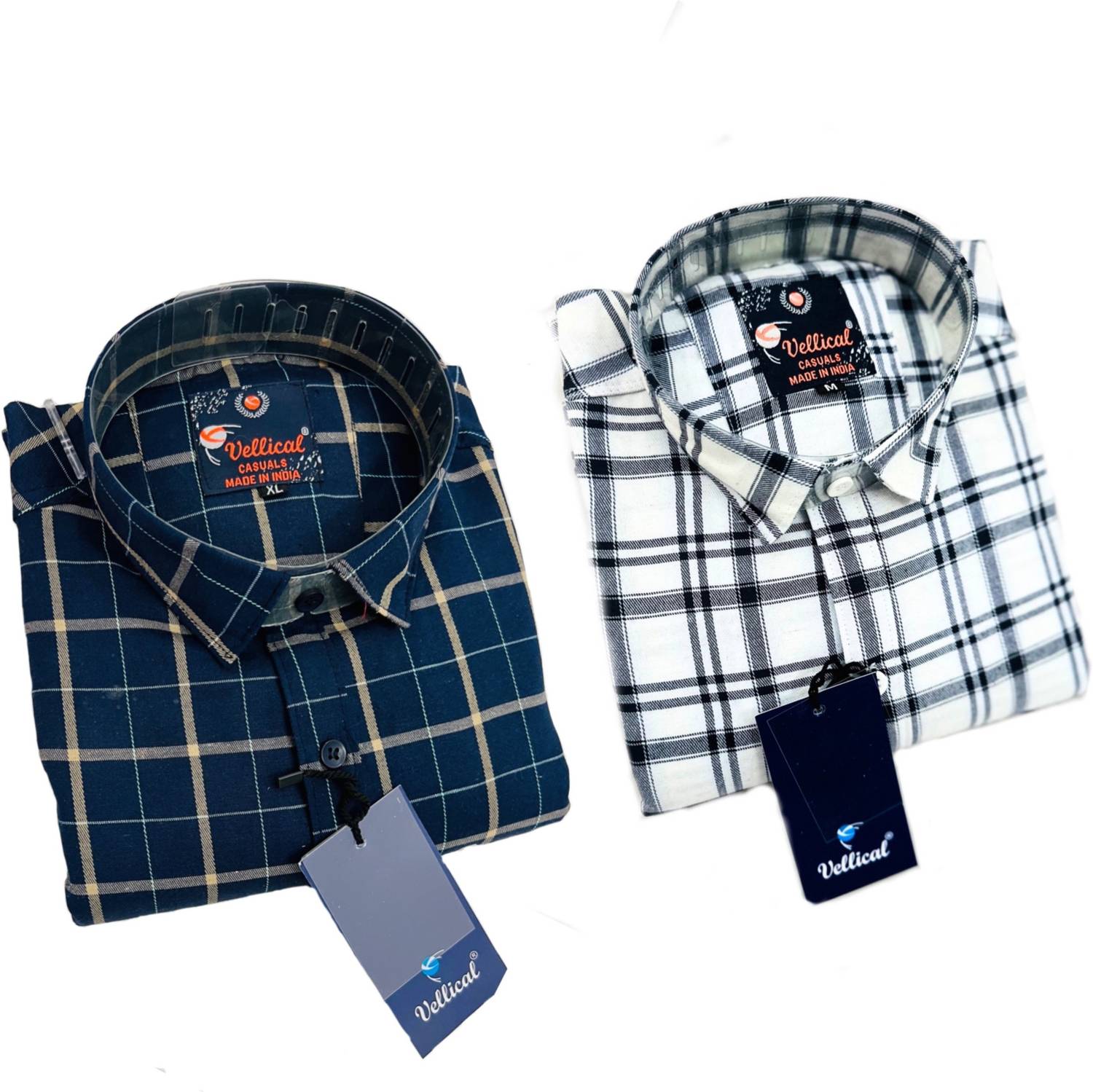 Vellical Men Slim Fit Checkered Spread Collar Casual Shirt (Pack