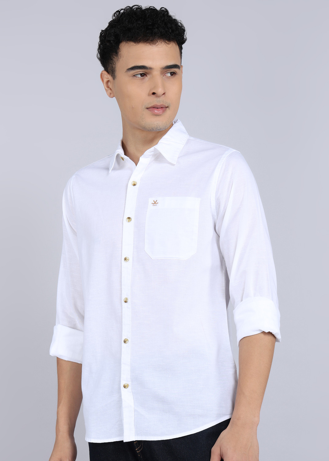 Image of WROGN Men Solid Casual White Shirt