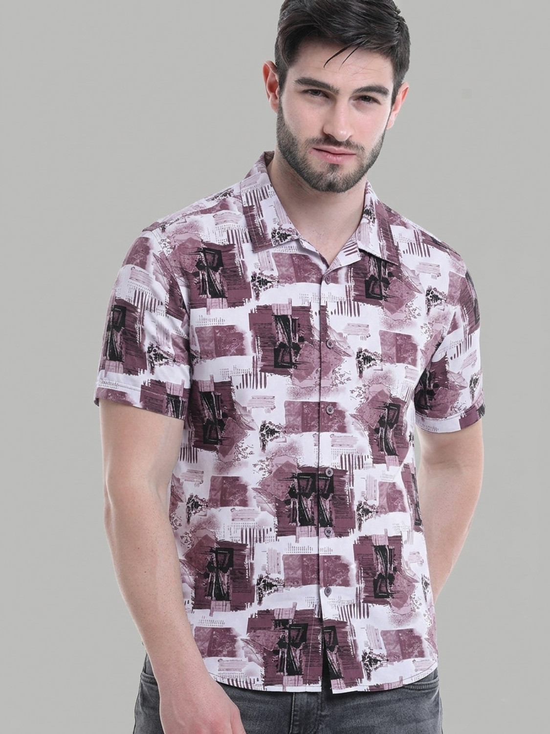 Image of SHIRTZONE Men Printed Casual Multicolor Shirt