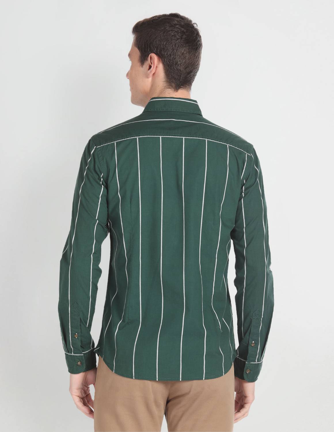 U.S. Polo Assn. Men Striped Casual Green Shirt - Image 3