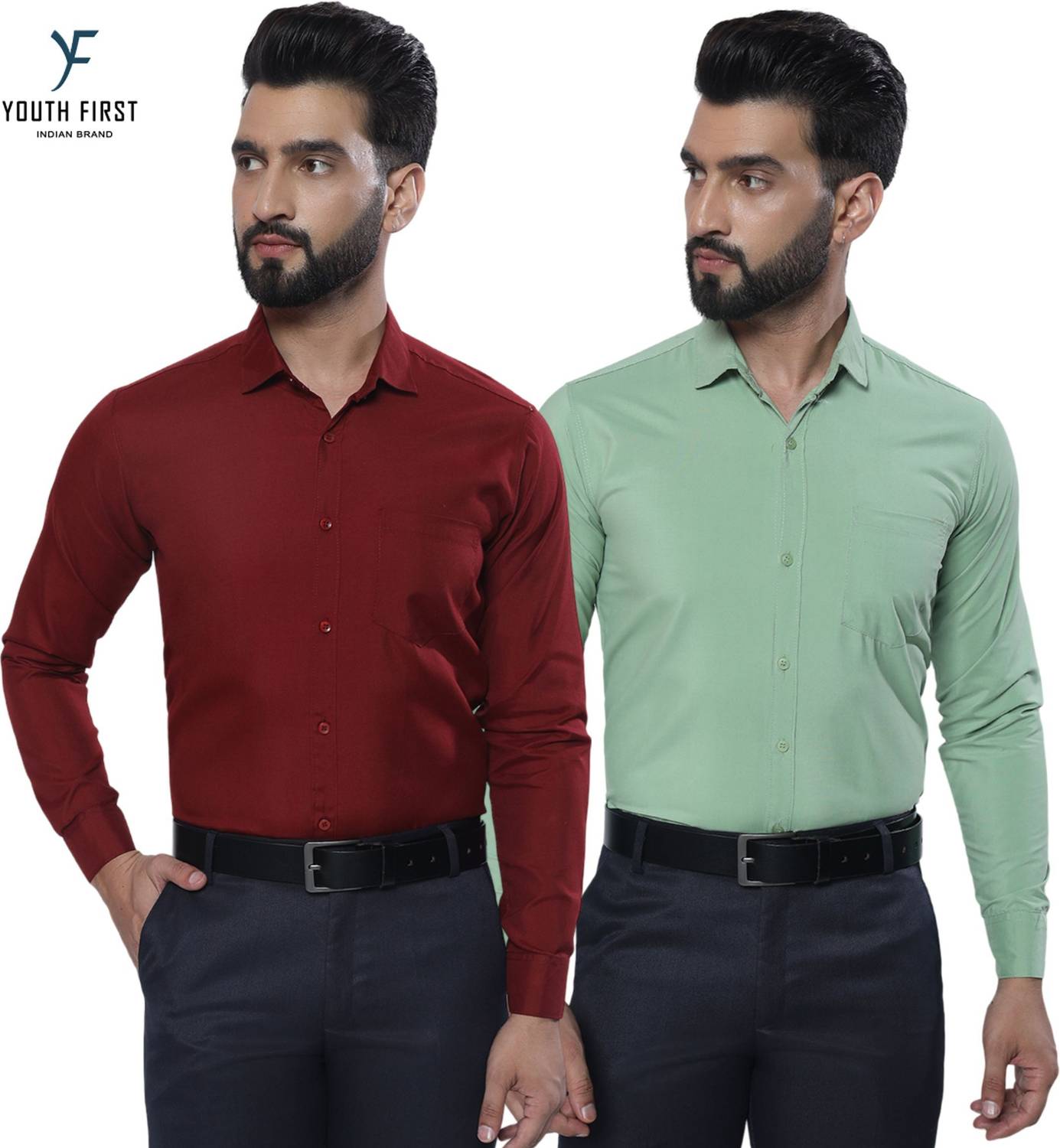 youth first Men Relaxed Fit Fit Solid Spread Collar Formal Shirt