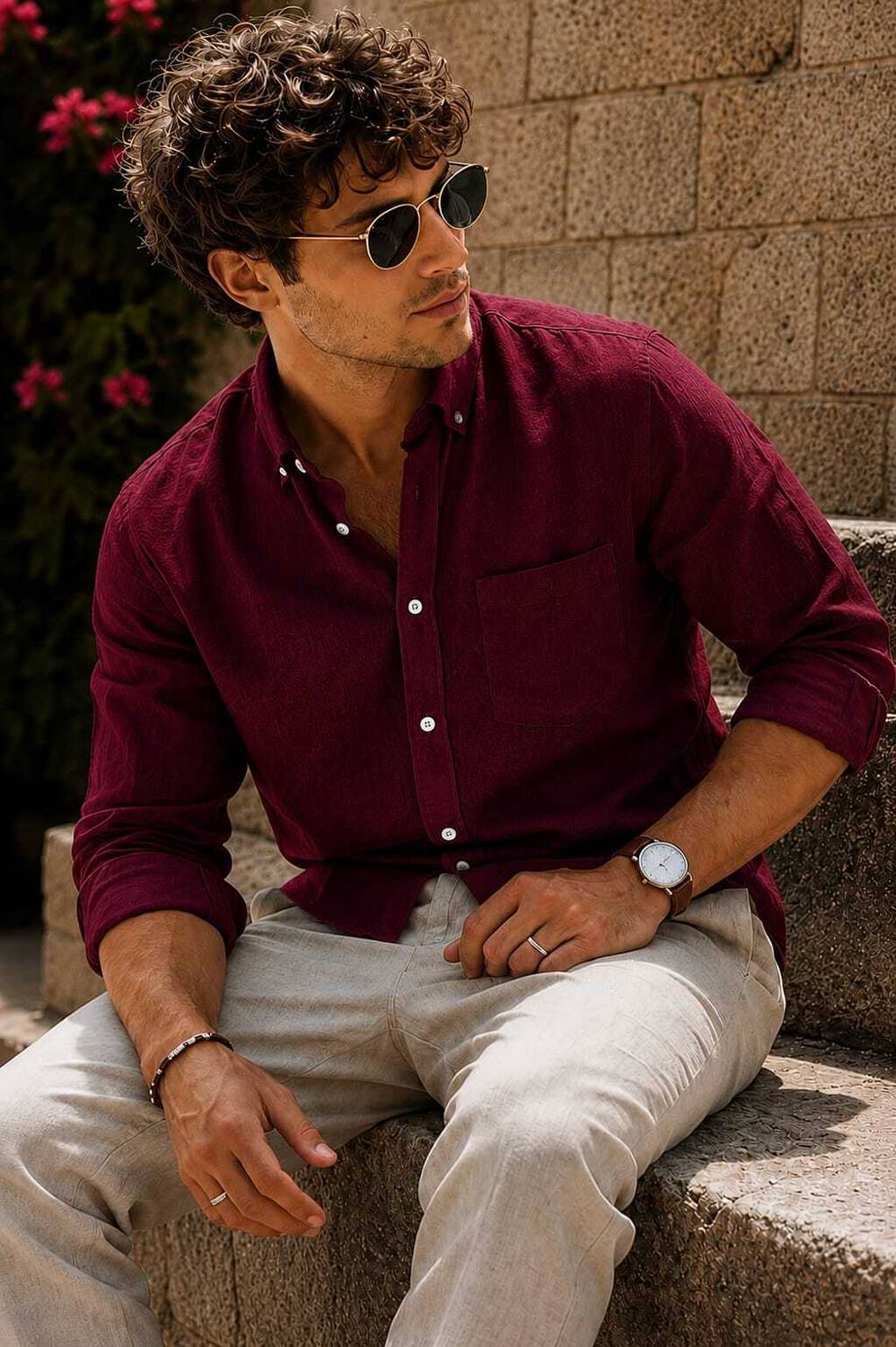 Culin Men Maroon Casual Shirt - Image 1