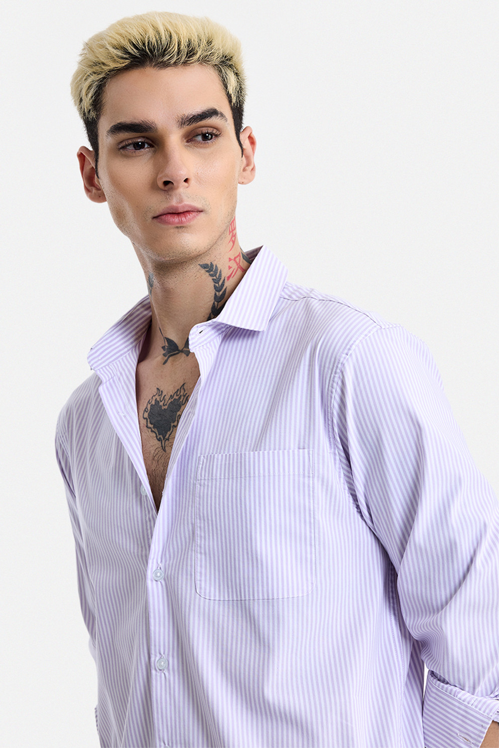 Image of Snitch Men Striped Casual Purple Shirt