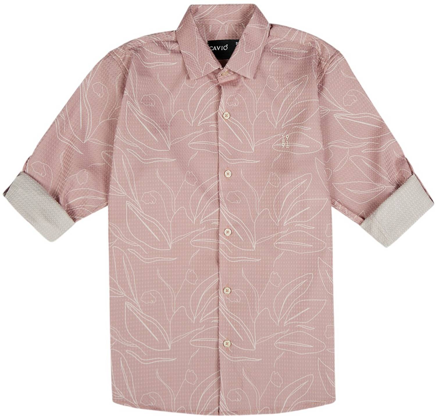 Charchit Boys Floral Print Casual Pink Shirt