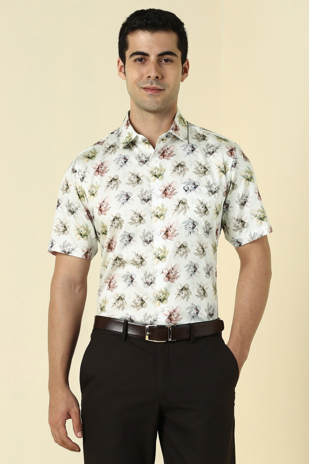 Image of Allen Solly Men Printed Casual White Shirt