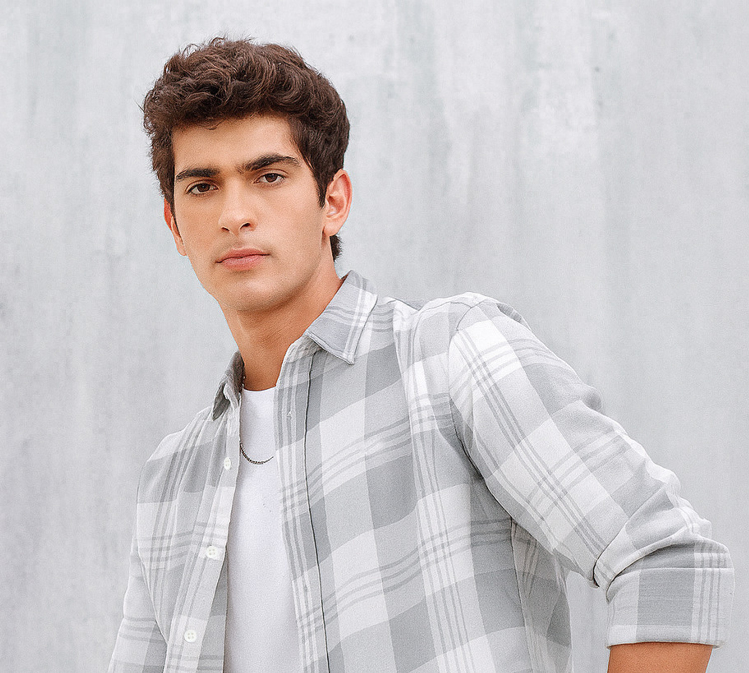 Image of SHIRTZONE Men Checkered Casual Grey Shirt
