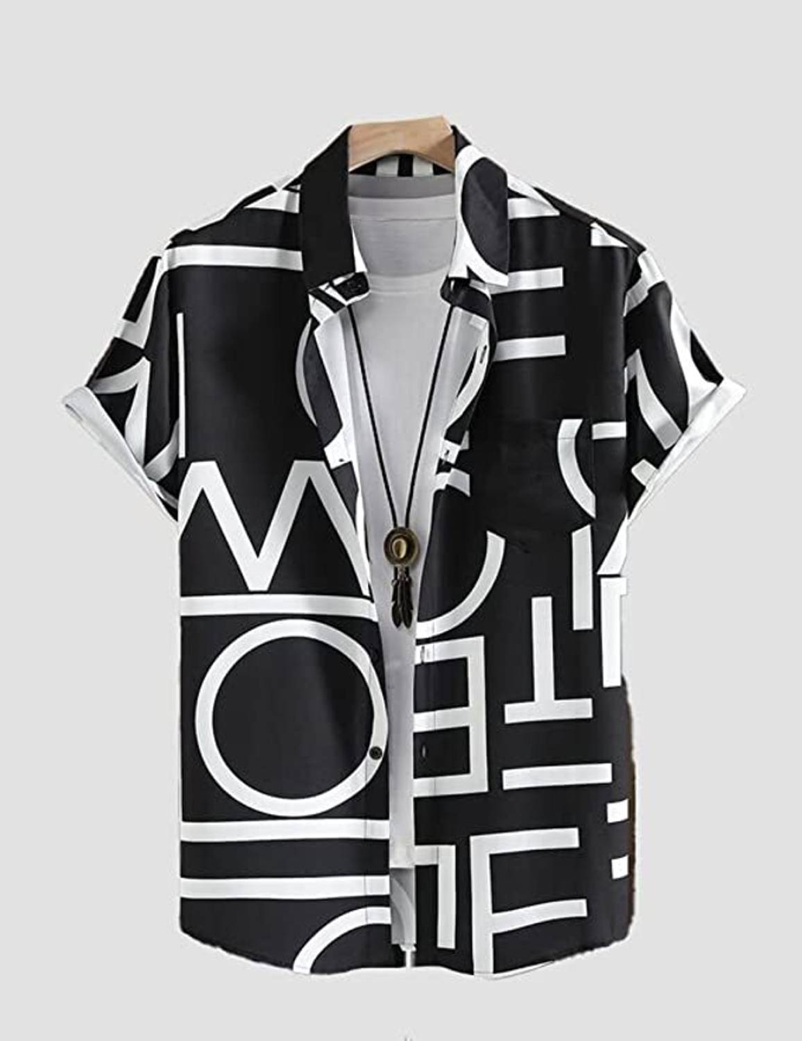 ANIRAV Men Printed Casual Black, White Shirt