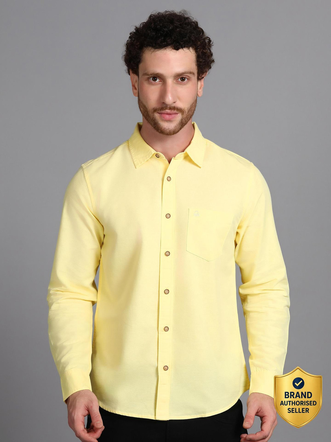 Image of United Colors of Benetton Men Solid Casual Green Shirt