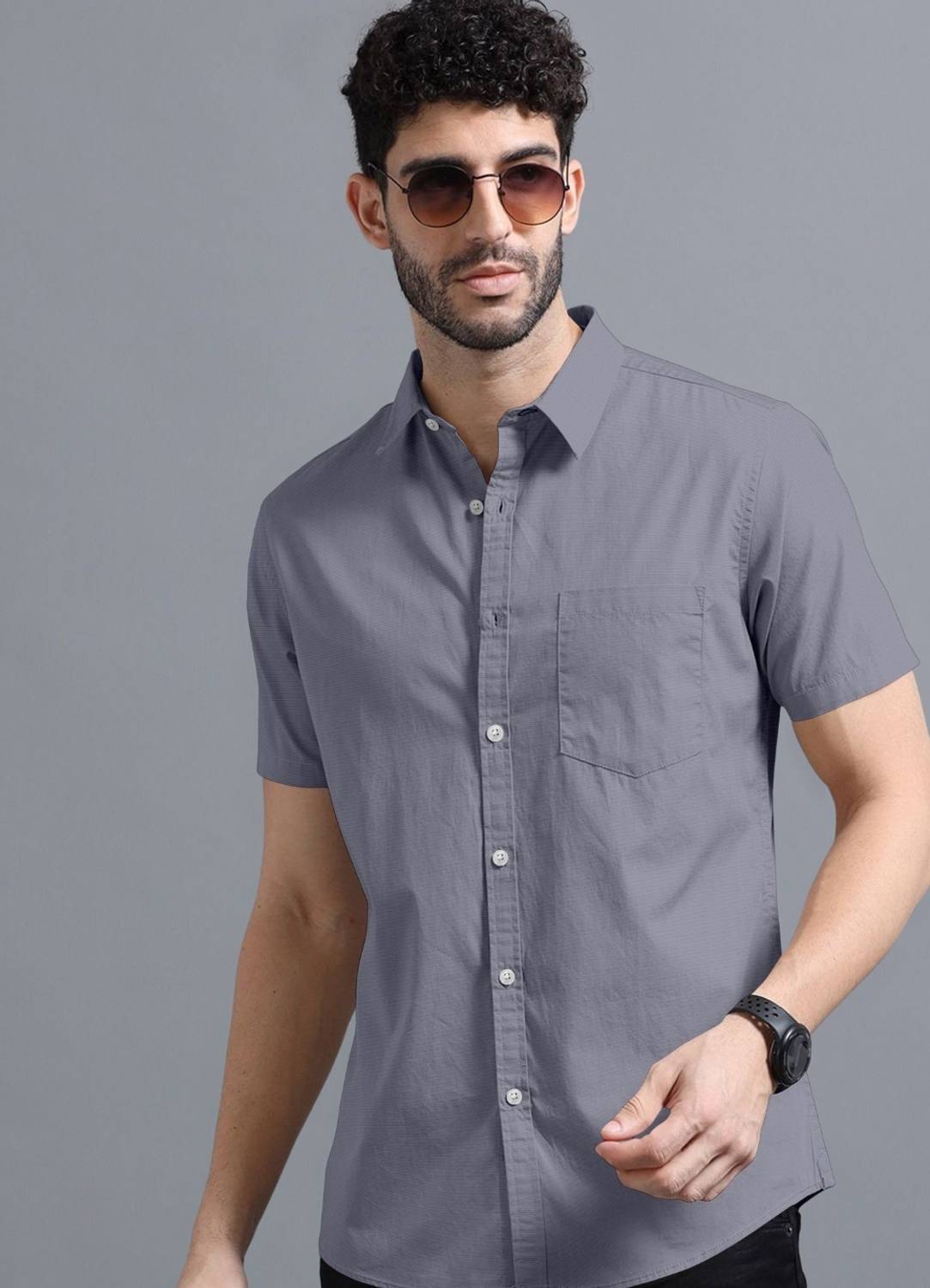 VTEXX Men Solid Casual Grey Shirt - Buy VTEXX Men Solid Casual