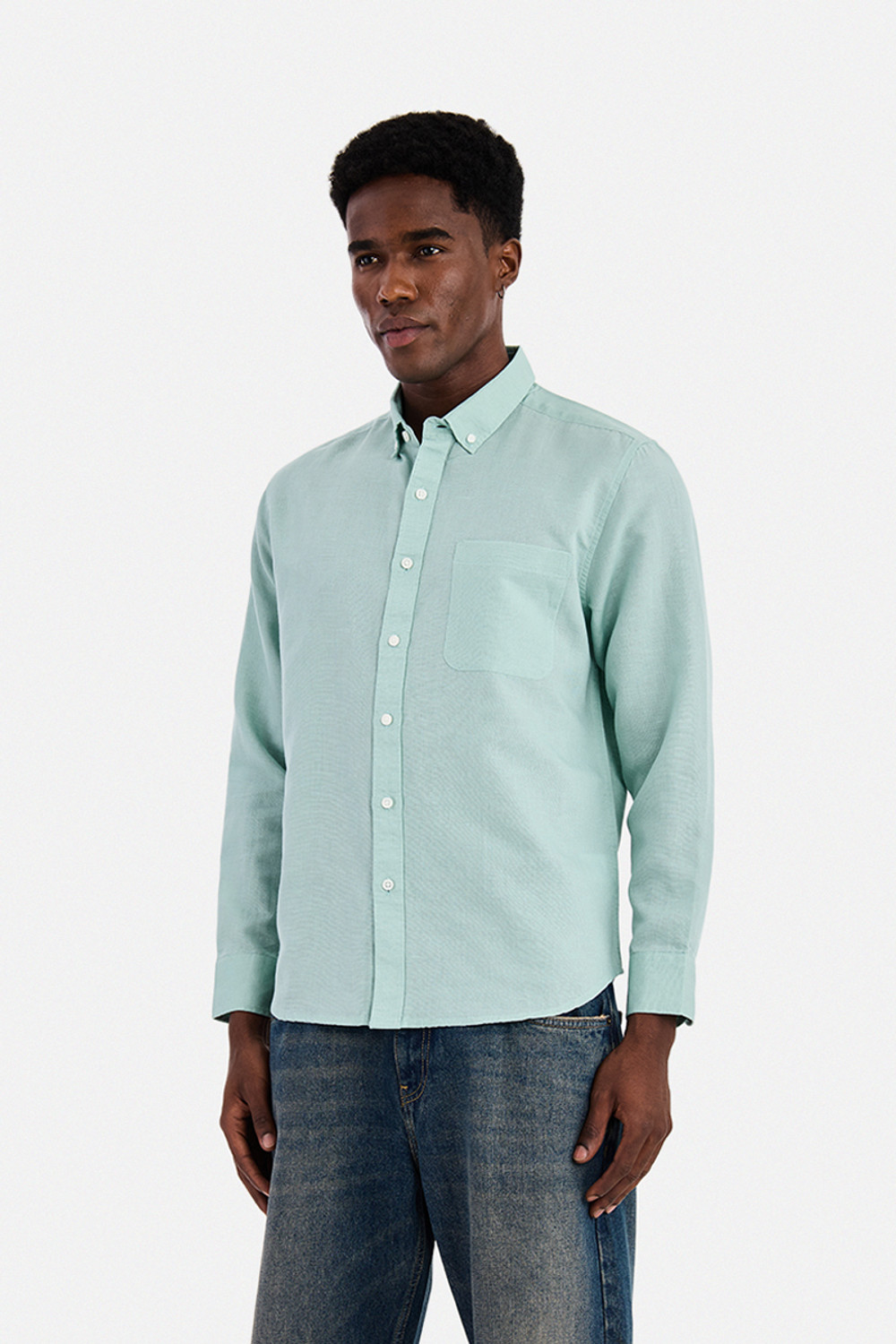 Image of Snitch Men Solid Casual Light Green Shirt