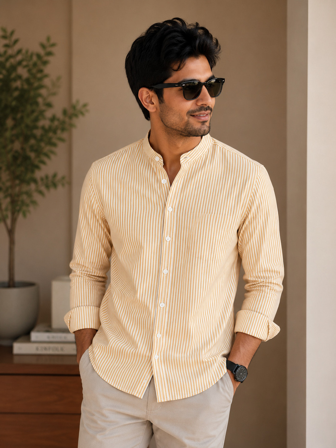 Image of ManlyAttire Men Striped Casual Multicolor Shirt
