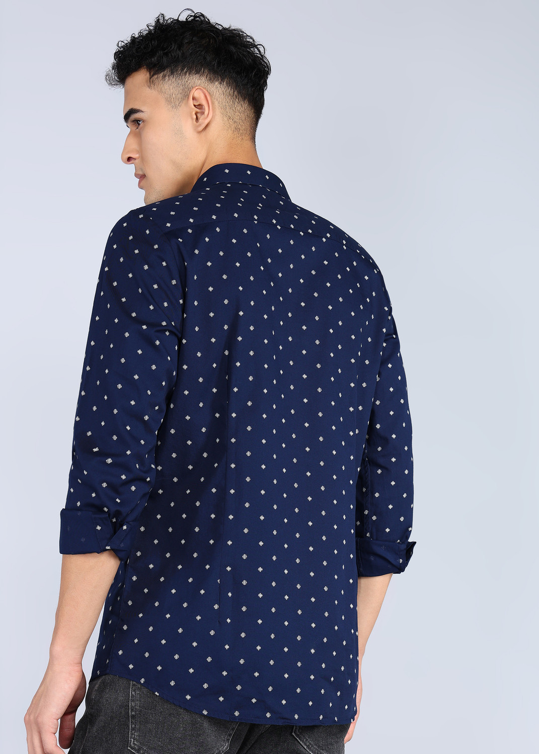 Image of Allen Solly Men Printed Casual Blue Shirt