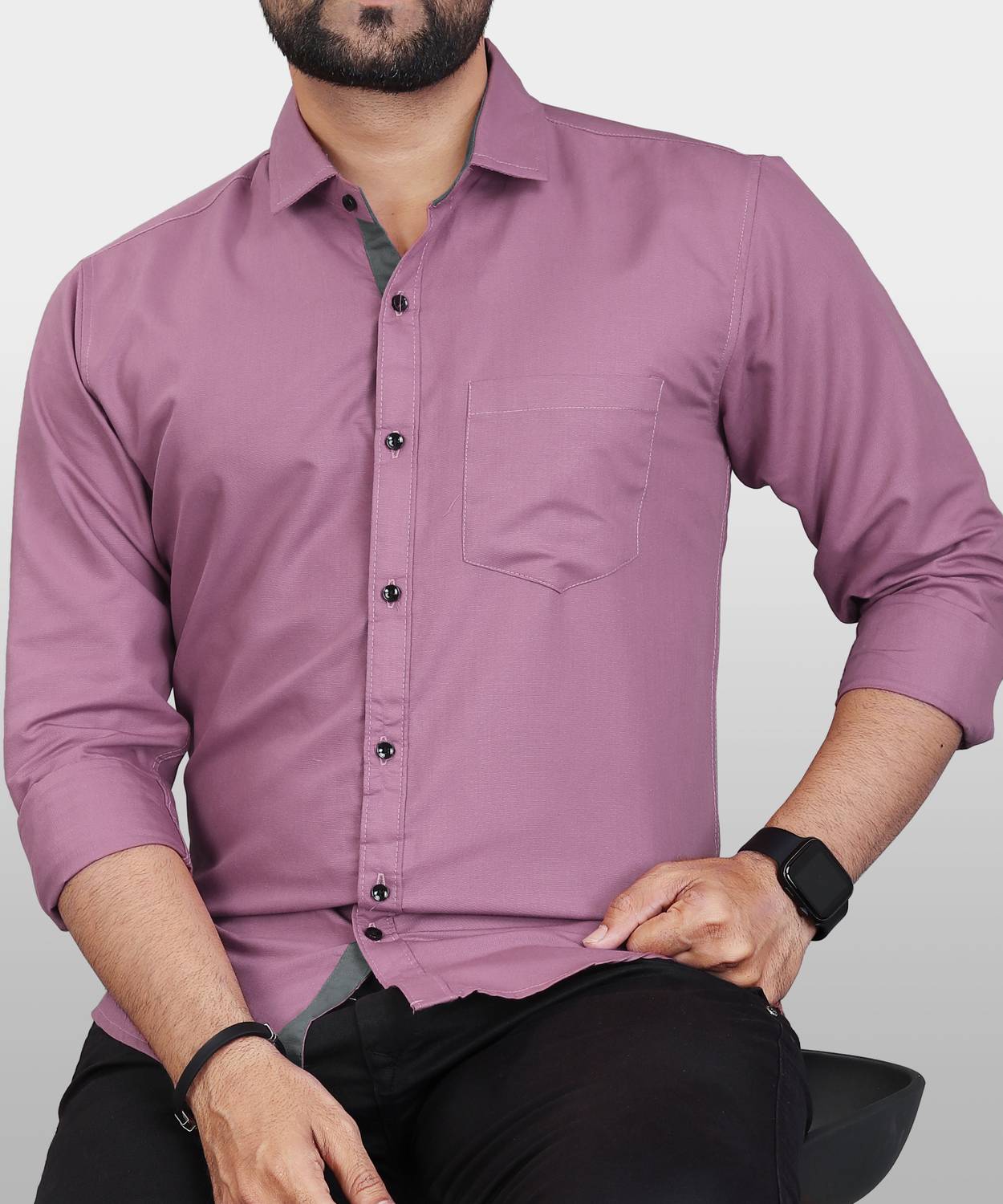 METRONAUT Men Regular Fit Solid Spread Collar Casual Shirt