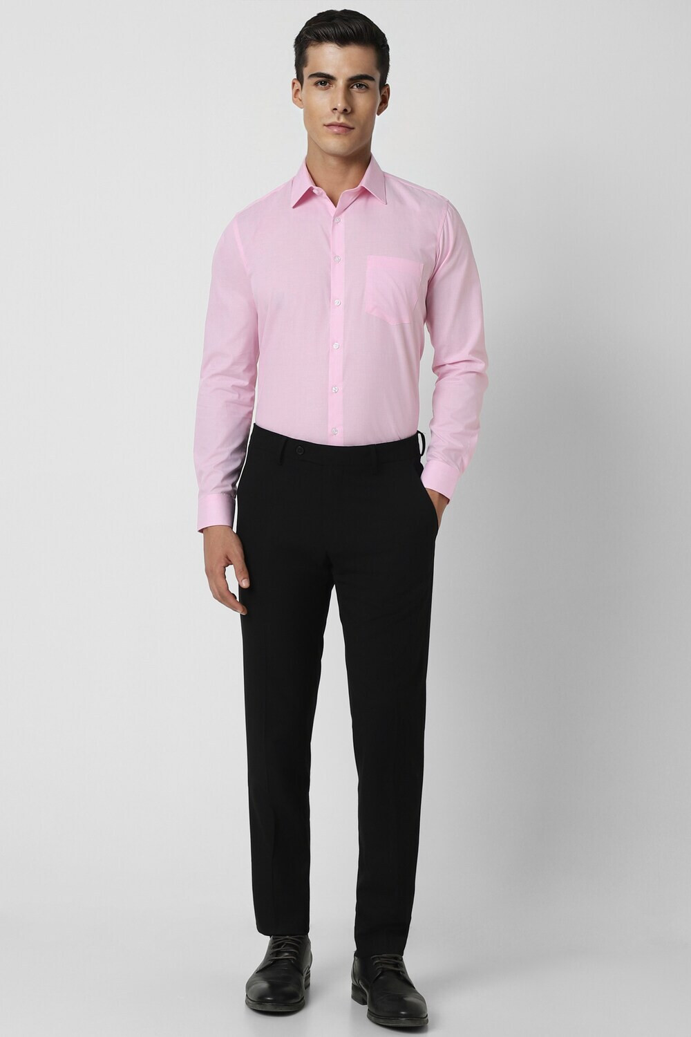 Image of VAN HEUSEN Men Solid Formal Pink Shirt