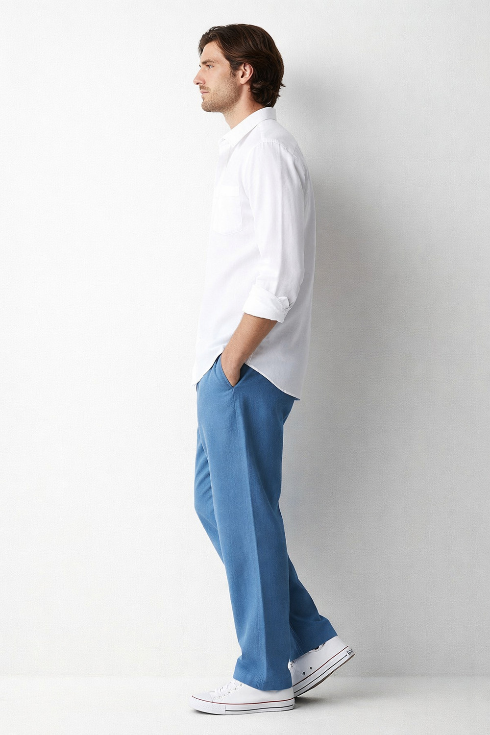 Image of TRENDNOWENT Men Solid Casual White Shirt